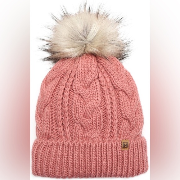 2 PIECE SET MIRMARU POM POM BEANIE AND MITTENS - Picture 1 of 3